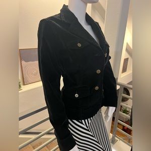 French Cuff Womens Size S Corduroy Jacket Unlined Black Lightweight Blazer